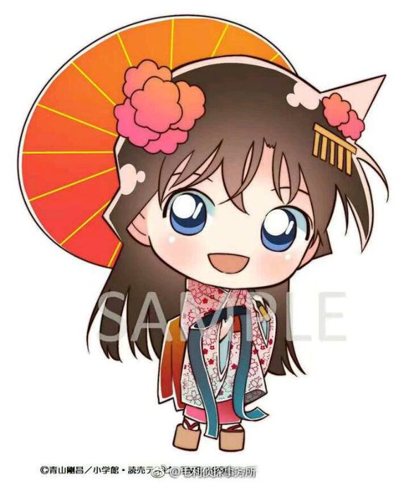 柯南:q版小兰服装合集,校服经常穿,和服超漂亮!