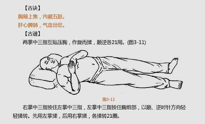 这里介绍的这个健身法,就是"推腹法",推肚子,揉腹,揉肚子