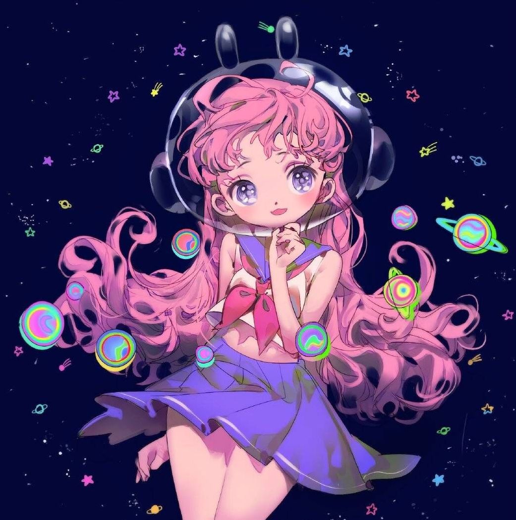 活力可爱卡通女孩绘画,清新梦幻的糖果配色,画面美爆了