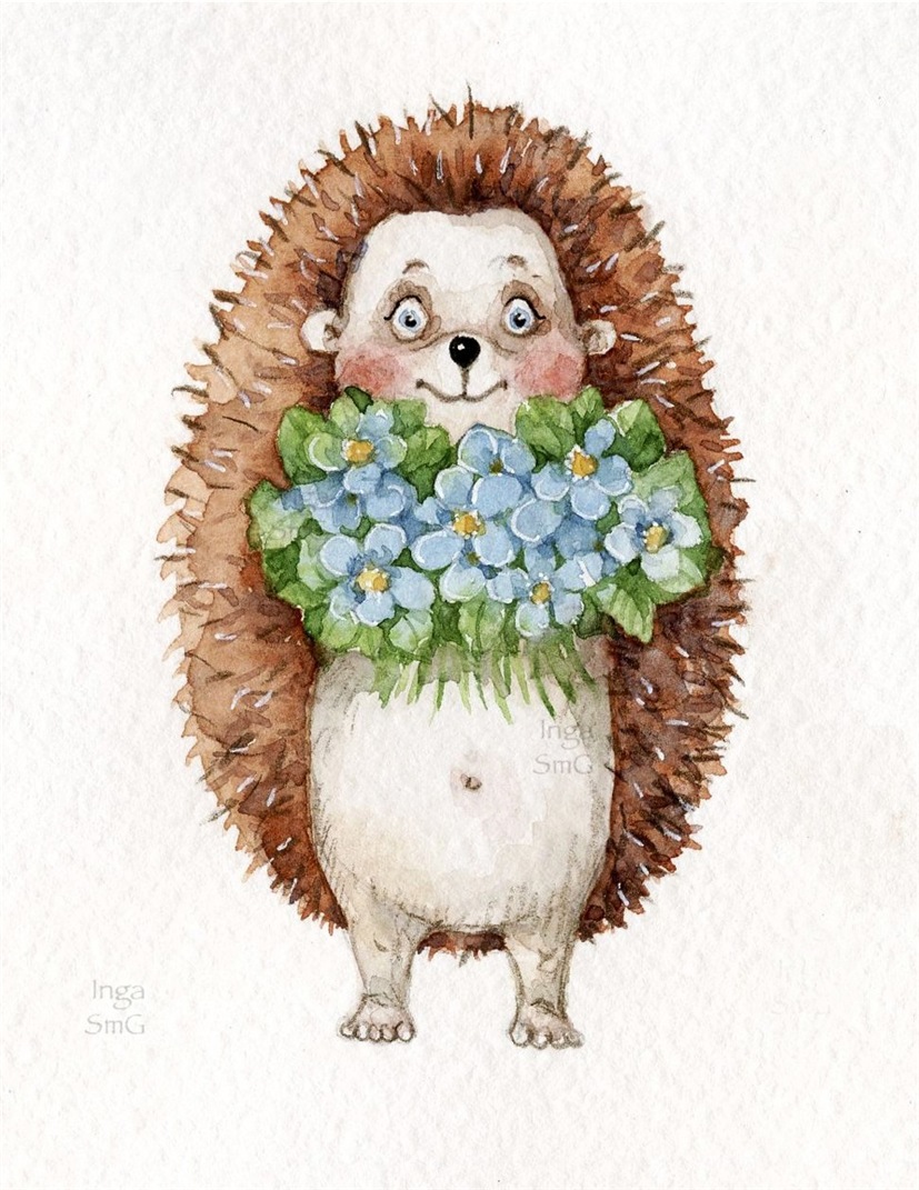 水彩画:刺猬,青蛙,松鼠,这些小动物萌翻了