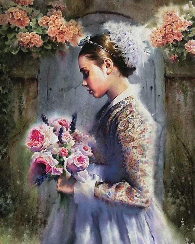 水彩 人像|韩国misulbu作品 古典与现代,狂野与细腻的完美结合