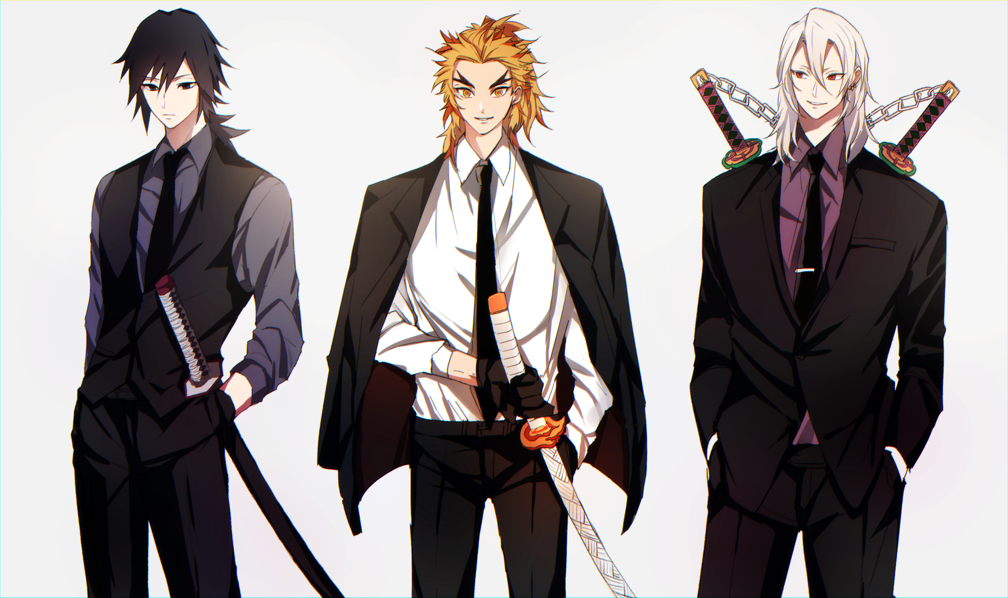 鬼灭之刃同人图:超帅的鬼杀队众人,富冈义勇这么帅才不会被讨厌