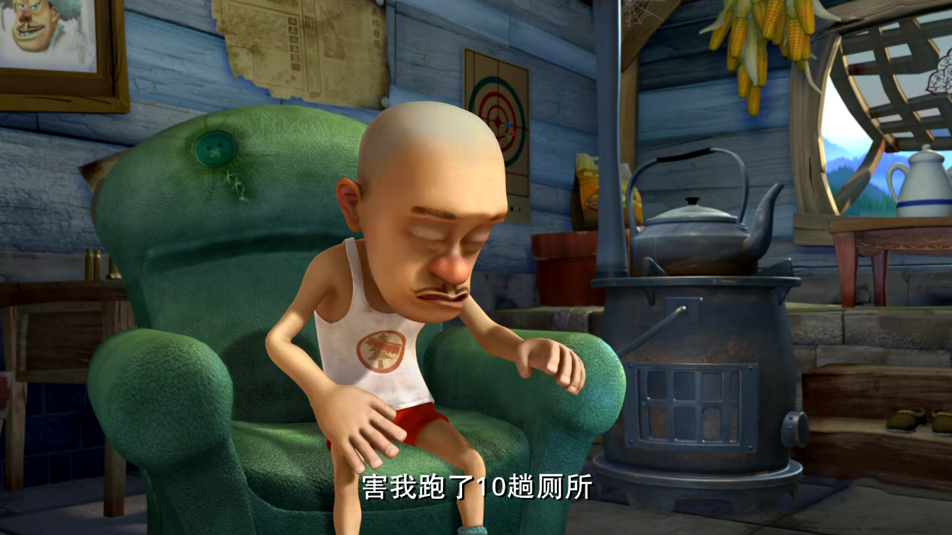 熊出没:光头强黑心烧烤,熊二吃的满地滚,自己吃了直接晕倒