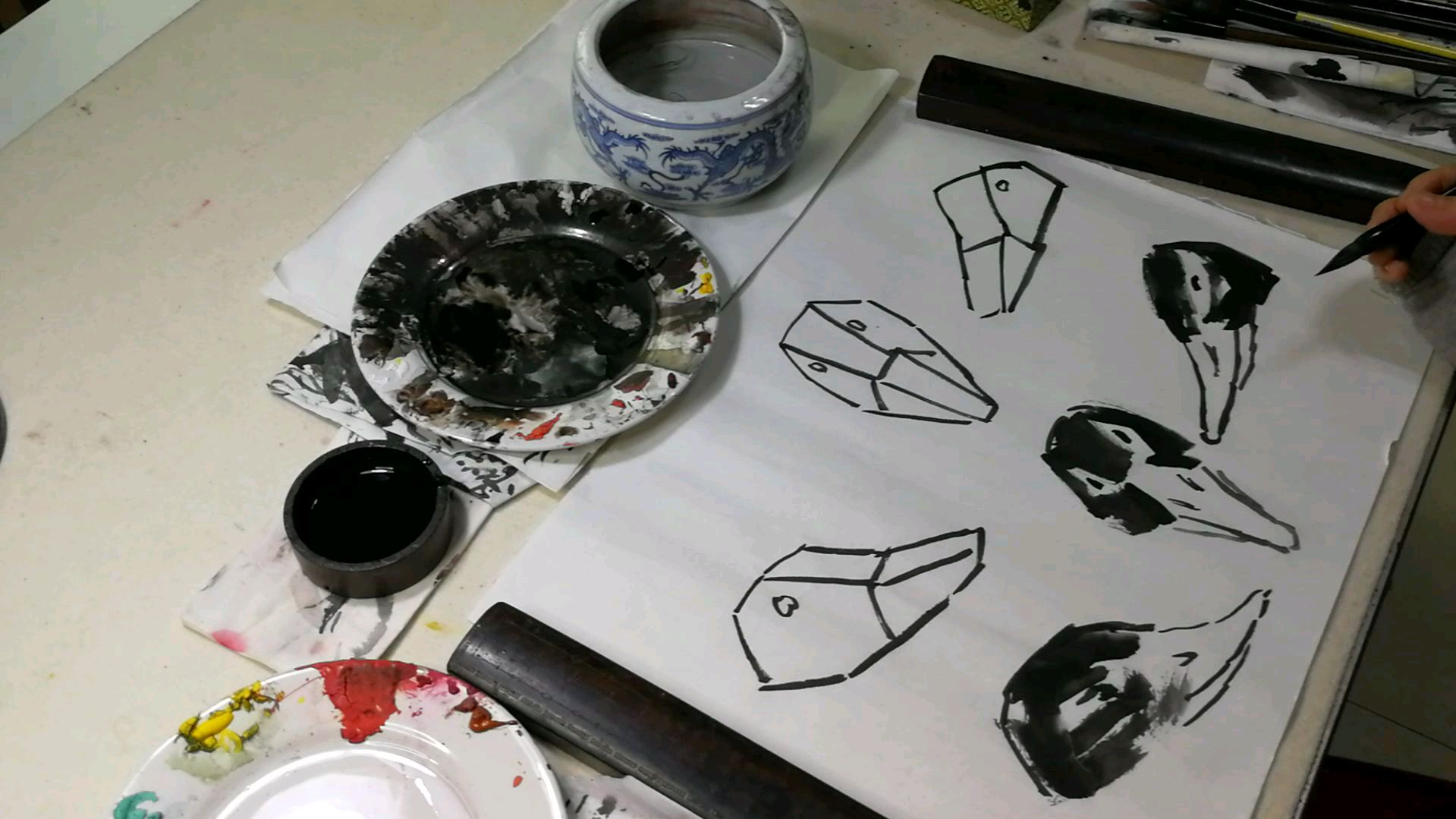 鸭子画法,国画提高。鸭子头部画法