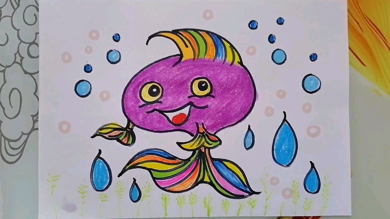 《可爱的大头小鱼儿》儿童画