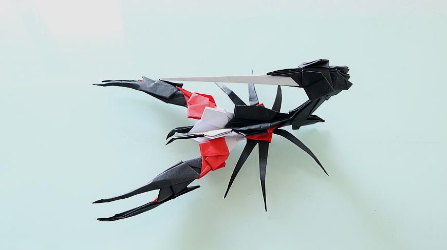 帅气炫酷的机械蝎子模型折纸,战机变形记,手工折纸视频大全