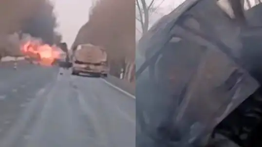 直击现场!吉林乾安发生交通事故致11死5伤 车头完全散架一片焦黑