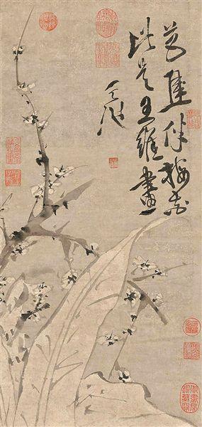 国画线稿,芭蕉白描线稿,明徐渭梅花蕉叶图