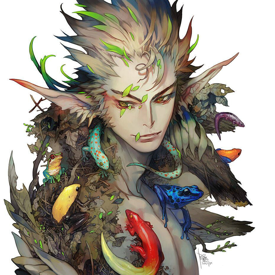 一组色彩饱满绚丽的奇幻人物插画,画风超酷,让人眼前一亮