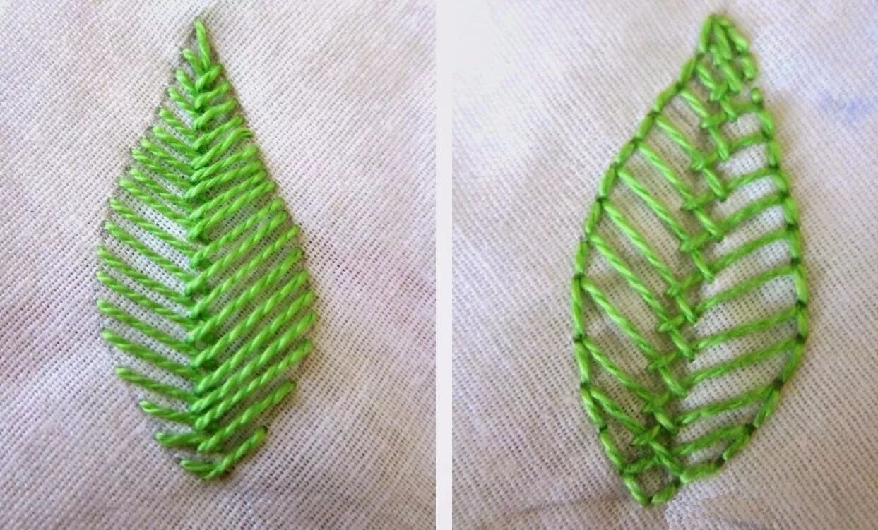 树叶刺绣方法图片