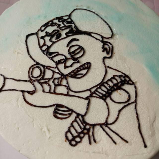 光头强生日蛋糕,呆萌可爱,一上桌就抢光了