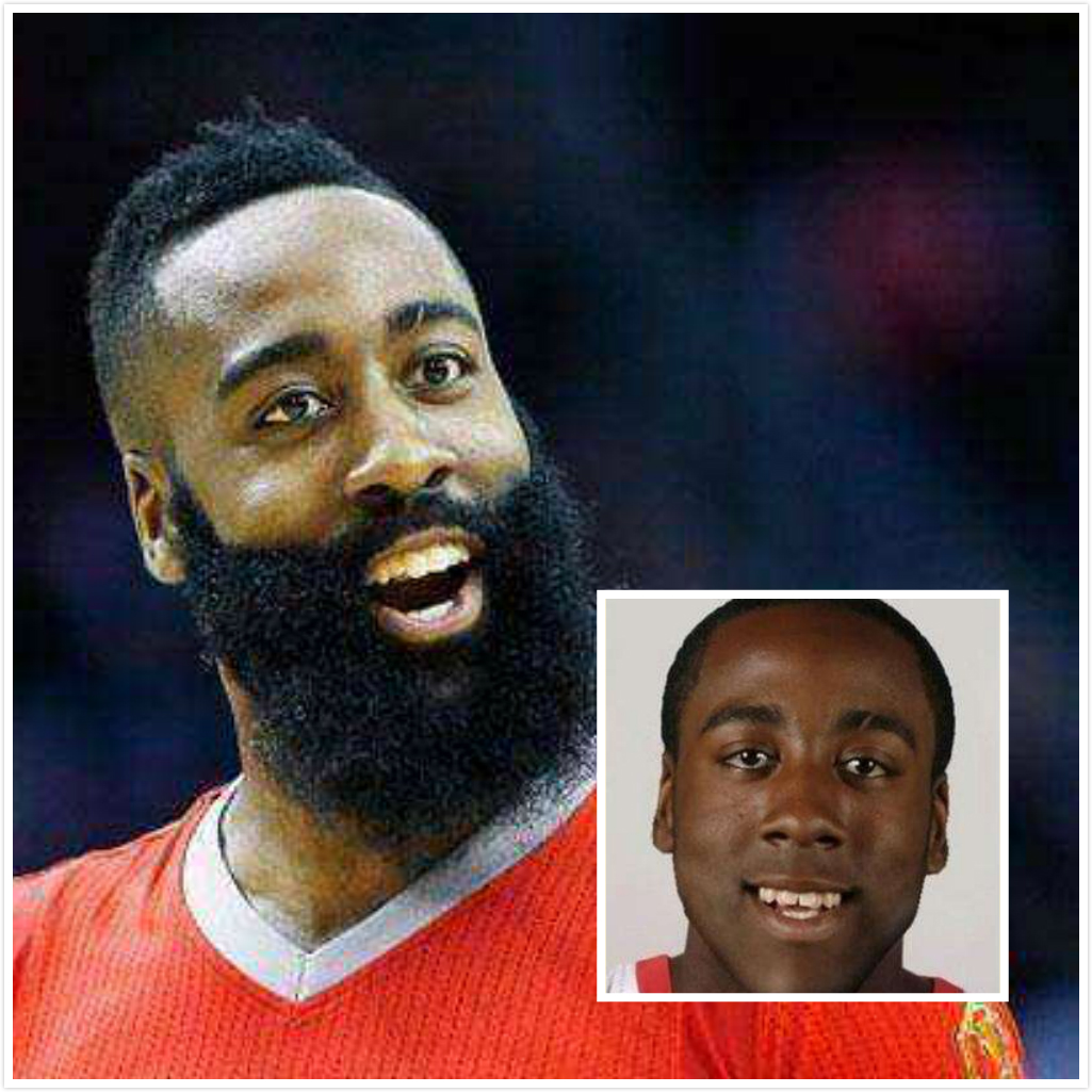 原来nba这5位球星没胡子长这样!亚当斯年轻10岁 哈登辣眼睛