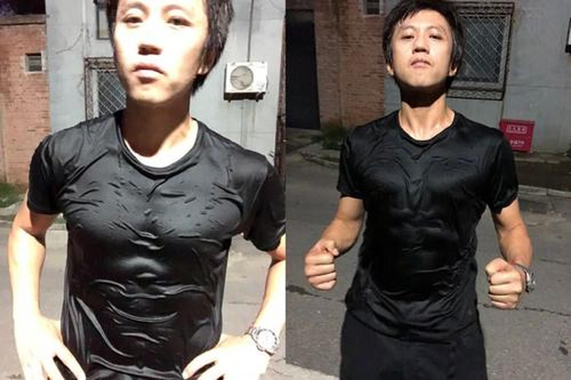 看着图片的中他身上的腹肌是多么的强壮,看来我们的邓超也是非常爱