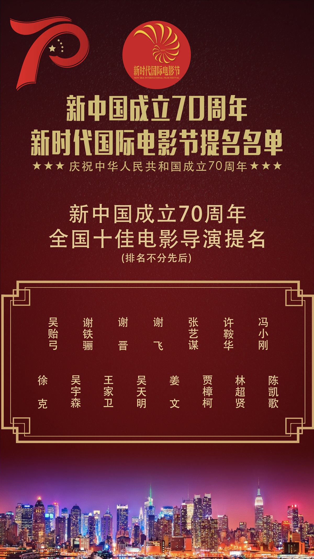 新中国成立70周年中国十大导演,张艺谋,徐克,王家卫,姜文