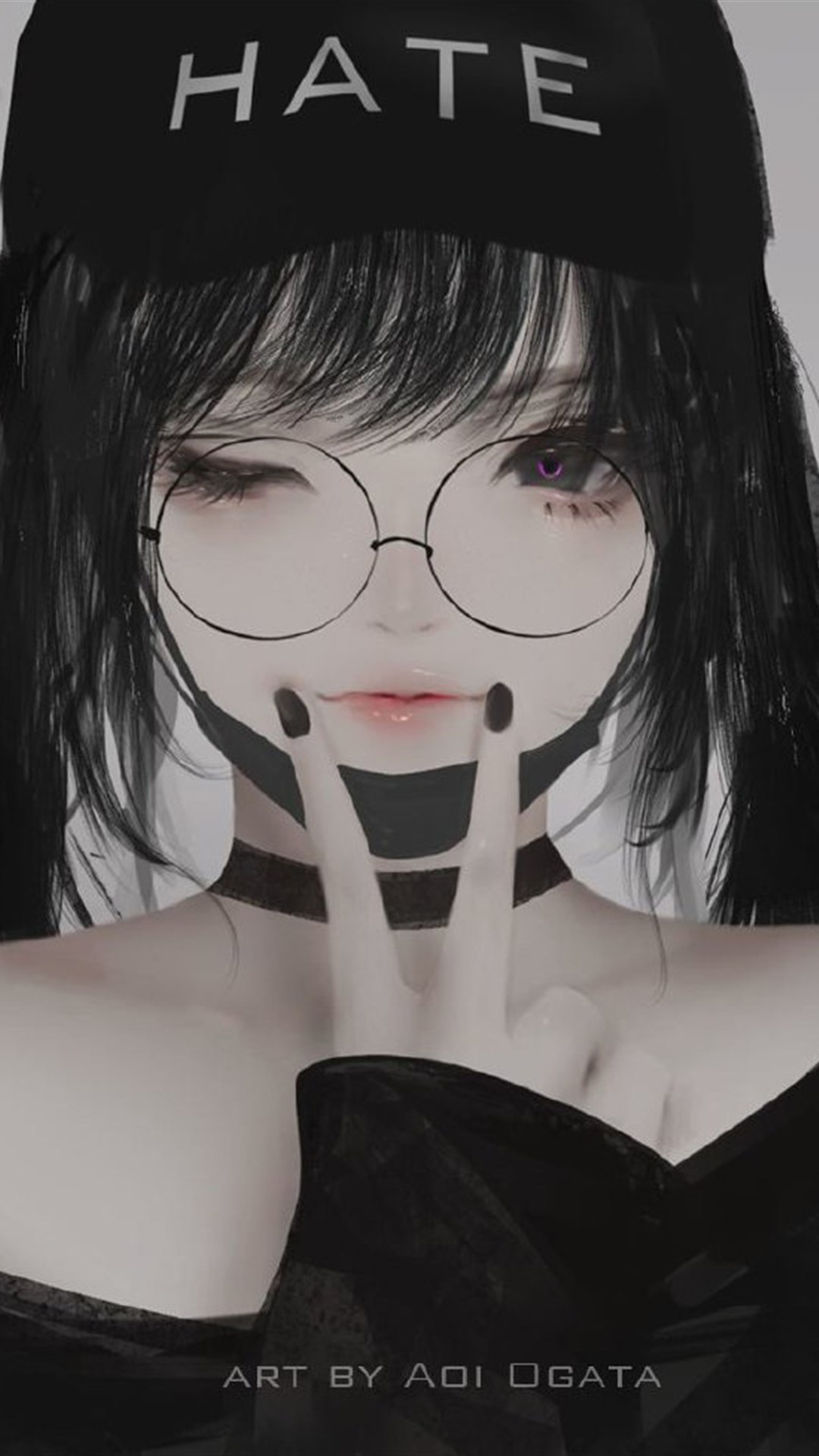 暗黑系女孩插画,简约色调搭配细腻笔触,叛逆中不乏着温柔闪耀