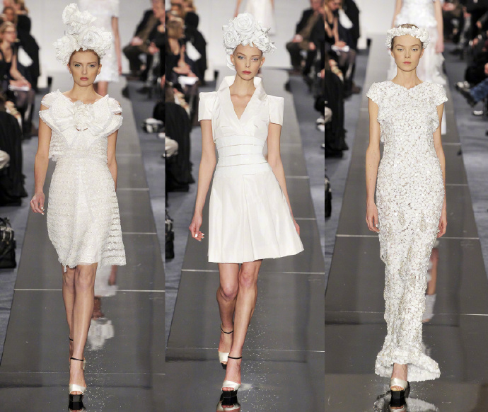 回看经典:香奈儿09年春夏高定,纯美白色系,优雅山茶花