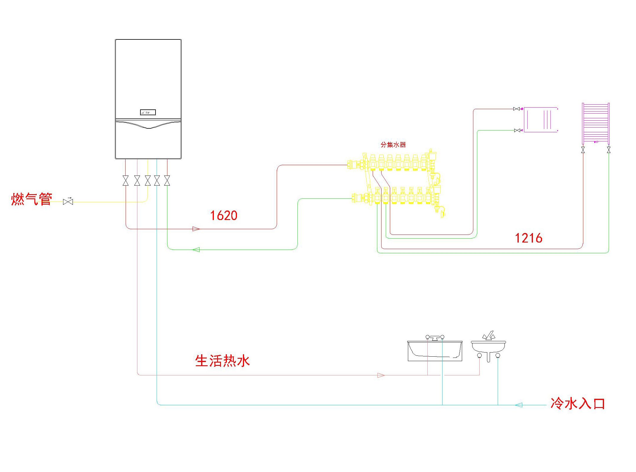 暖气双回路示意图图片