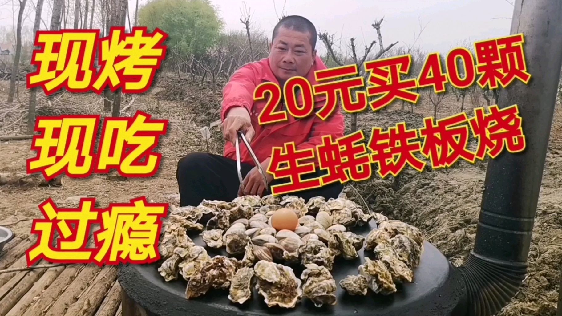 20元买40生蚝做“铁板生蚝”,鲜嫩多汁现吃现烤,吃的痛快