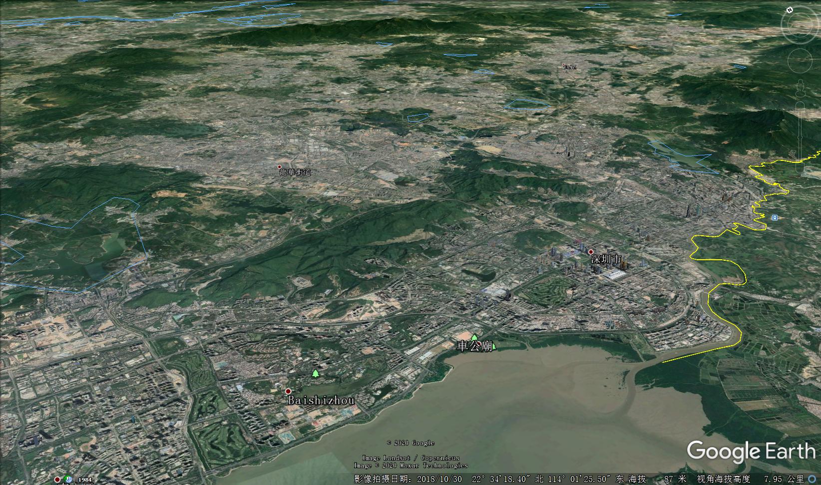 空中看深圳地形图