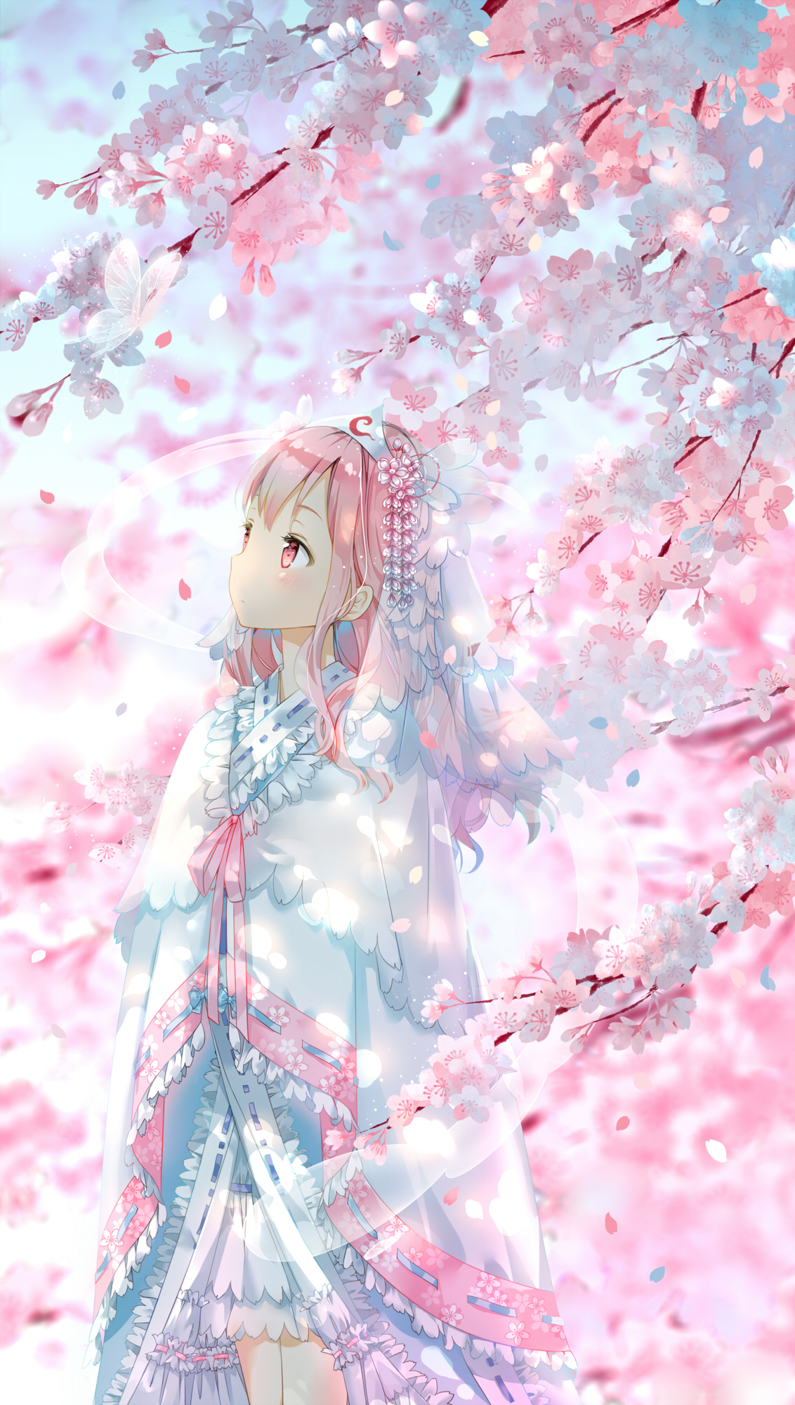 少女与花景