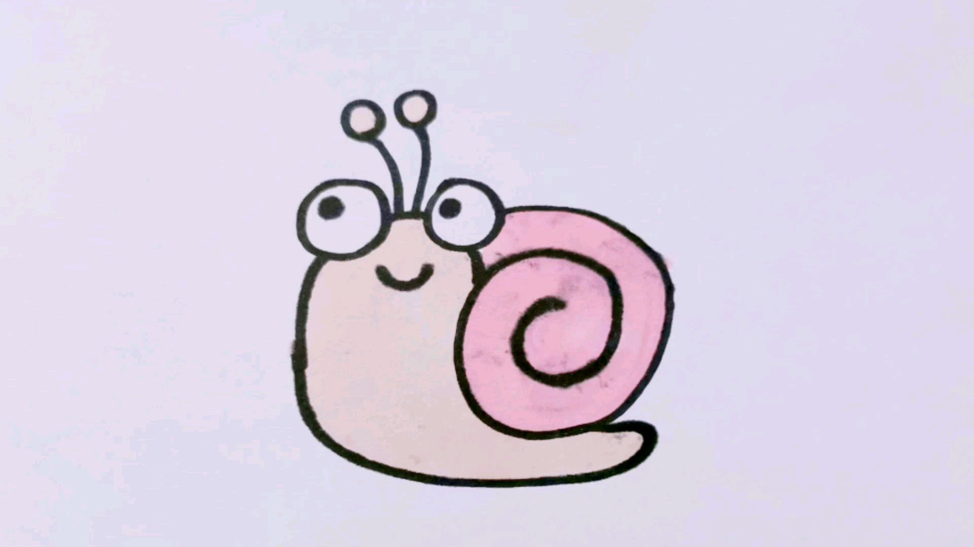 彩色简笔画 儿童画 可爱小动物 蜗牛 亲子画画游戏
