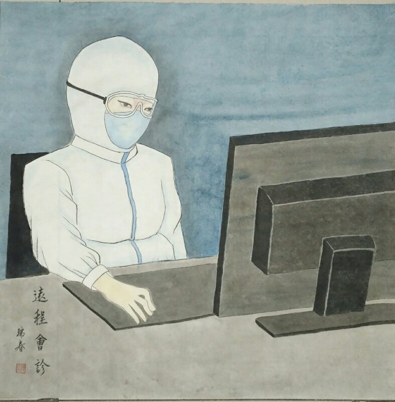 抗击疫情美术作品:天使之眼