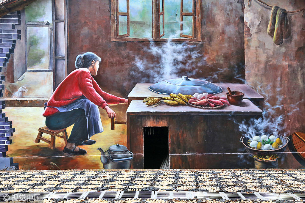 江西吉安3d油画扮靓乡村