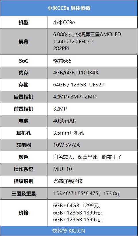 小米9参数配置详细图片