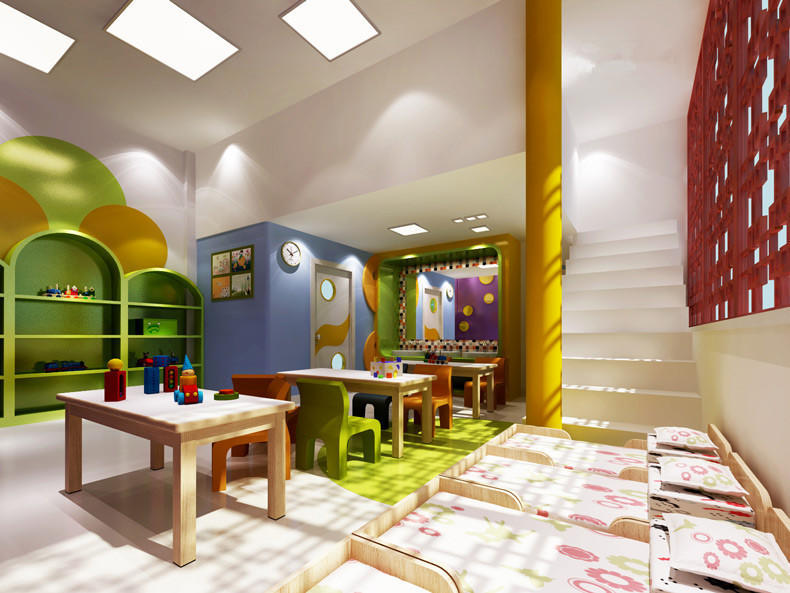 金宝贝装饰:2000平米现代风幼儿园室内装修效果图,案例赏析