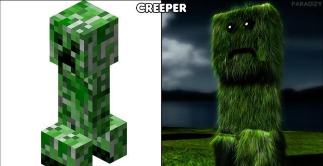 我的世界:马赛克与高清版对比,爬行者最像,可史蒂夫是什么鬼?