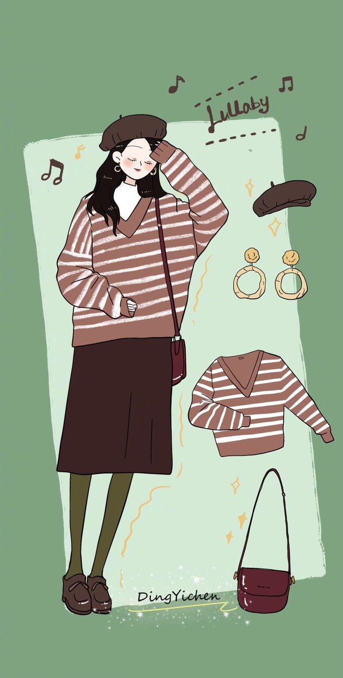 人物卡通插画"搭配时尚的都市女孩"小清新的画风,充满活力感