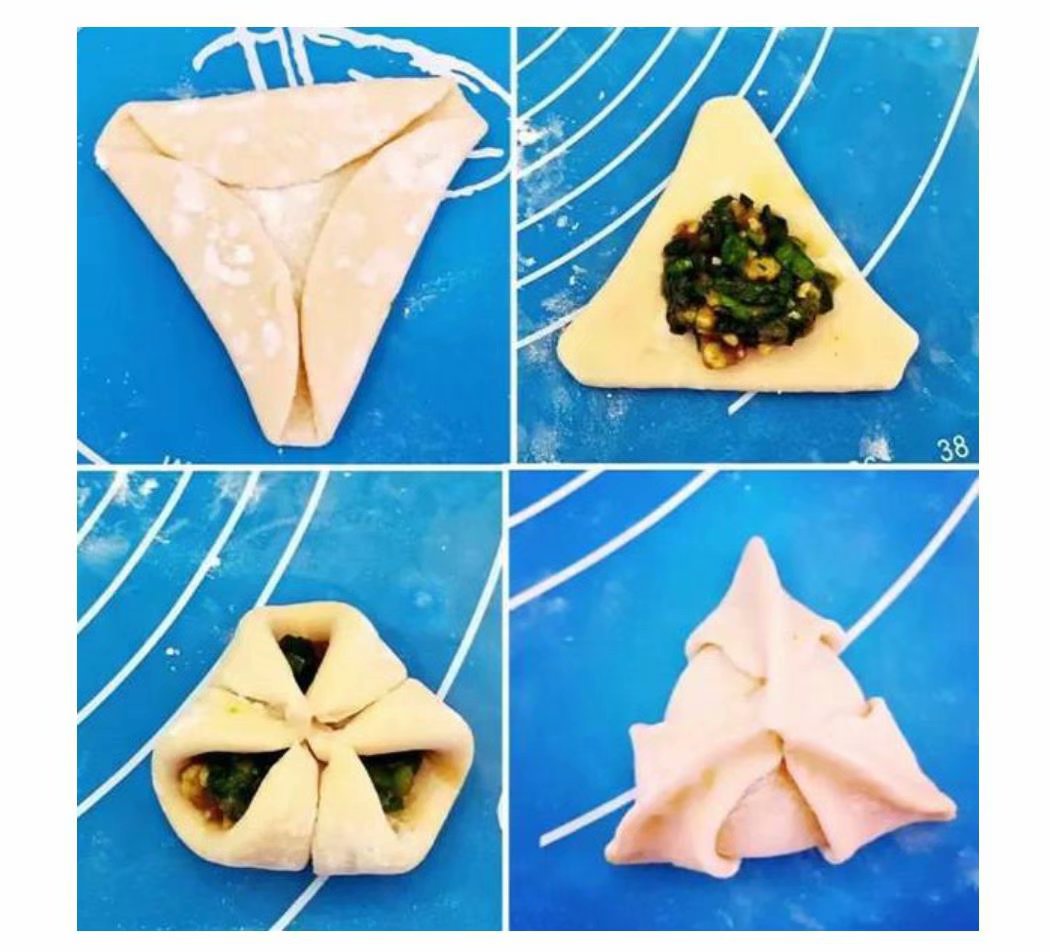 18,创意饺子皮包法,玫瑰花饺子造型包法 图解