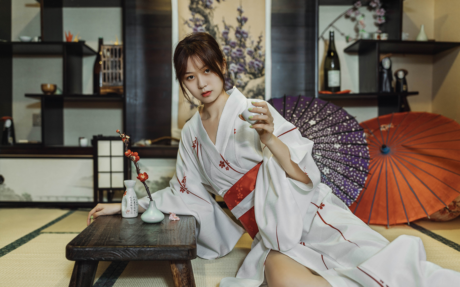 清纯和服美女唯美高清桌面壁纸,分辨率:1920x1200