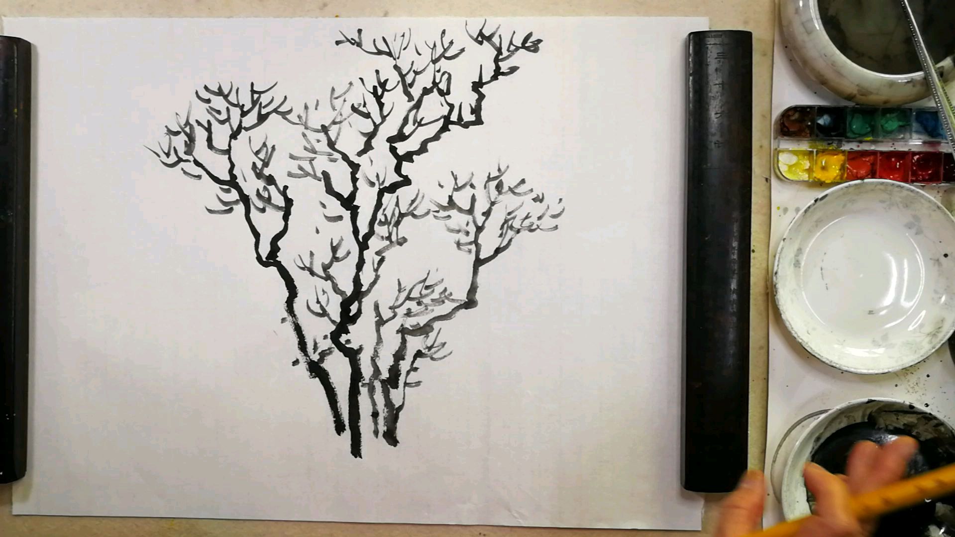 第二课树的画法。第一讲树枝的基本画法与步骤:4树枝的练习参考1