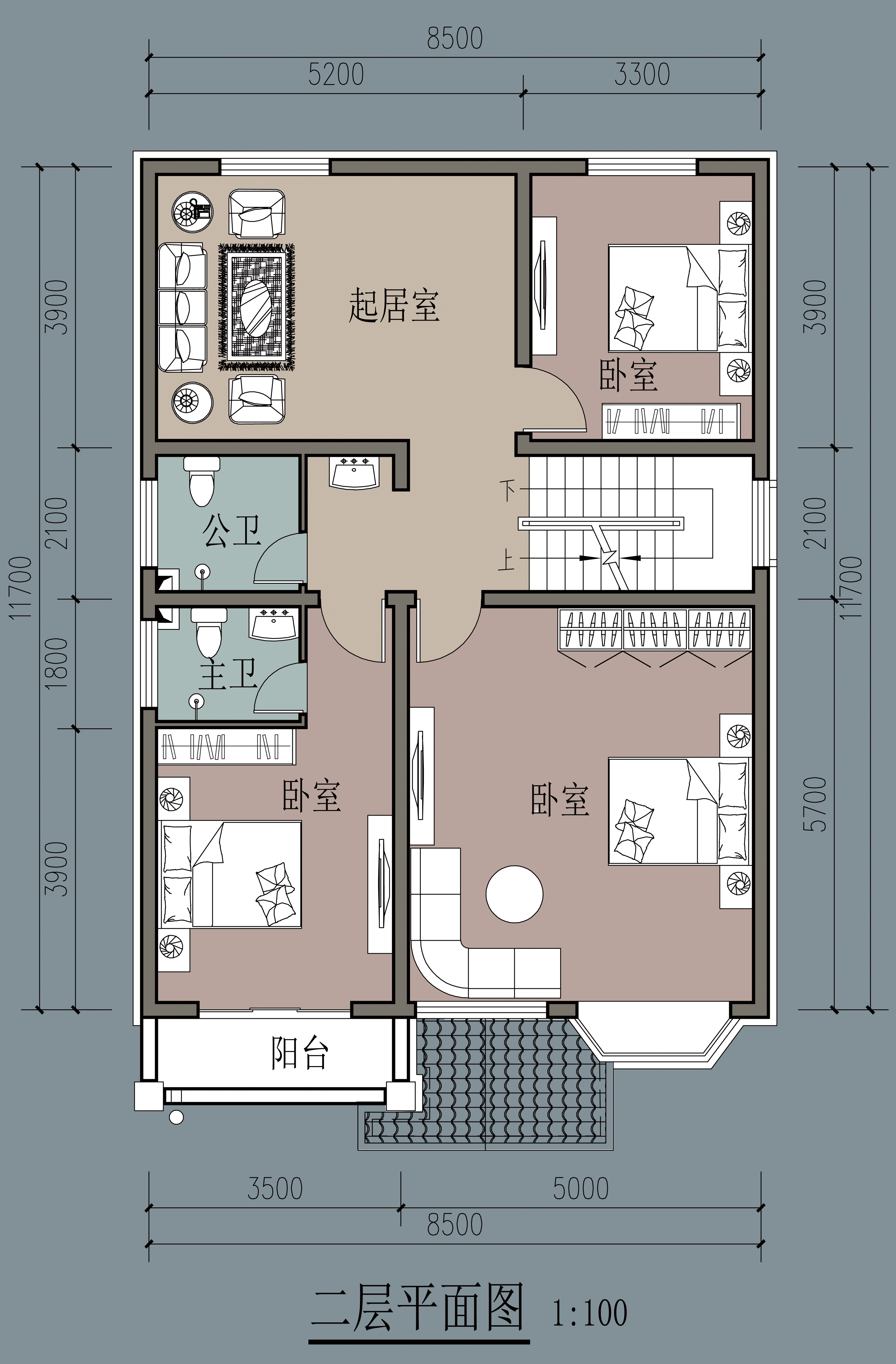 农村自建三层别墅,面宽8.5米却有7室1厅,宅基地再小也有地方住