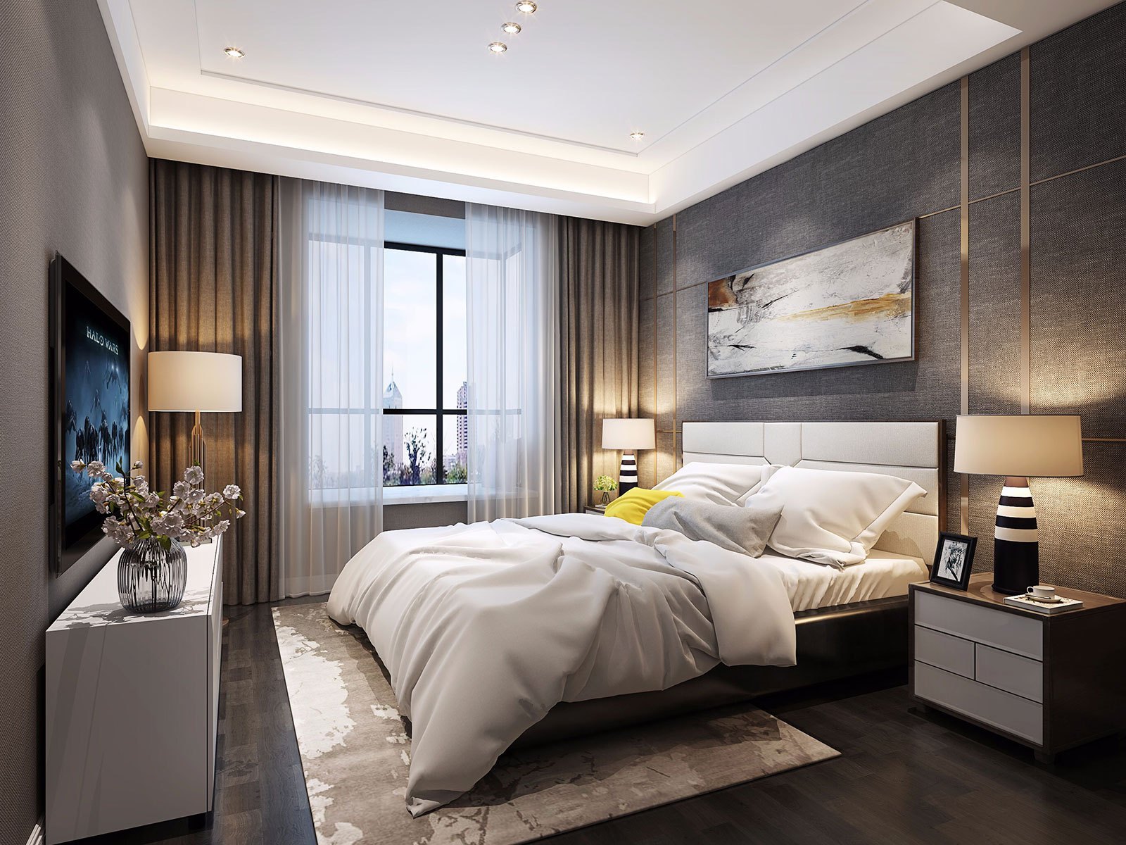 简洁舒心简约明快220㎡跃层现代简约风格装修效果图赏析