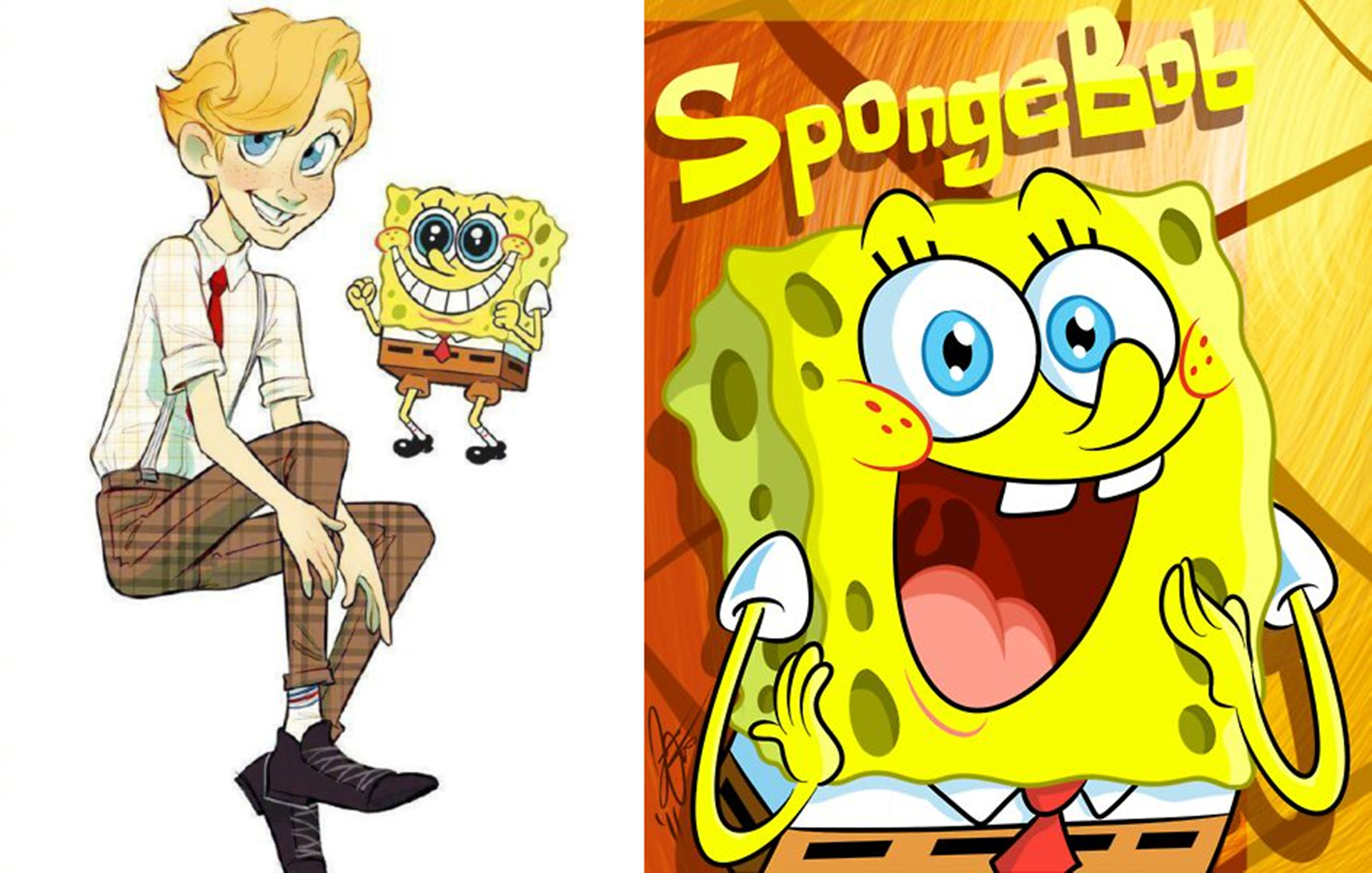 当《海绵宝宝》中的角色们都变成人,海绵宝宝变成了帅小伙!