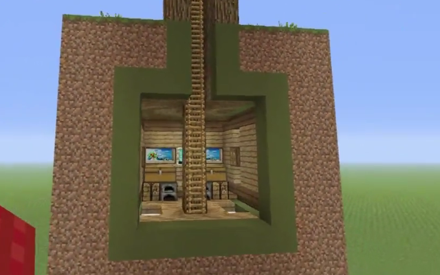 我的世界:建筑教学之如何在树下建一个秘密基地教程!