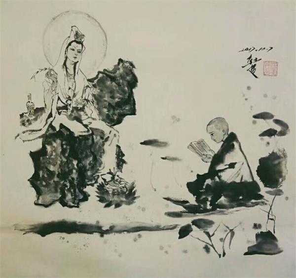落花草舍水墨画家韩超 作品赏析