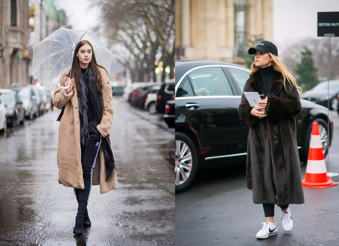 充满青春活力的运动裤,搭配上大衣居然可以这么帅