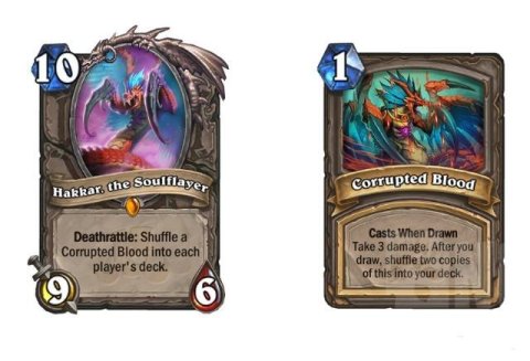 致敬wow经典事件 本周炉石传说曝光了两张新卡——血神哈卡和堕落之血