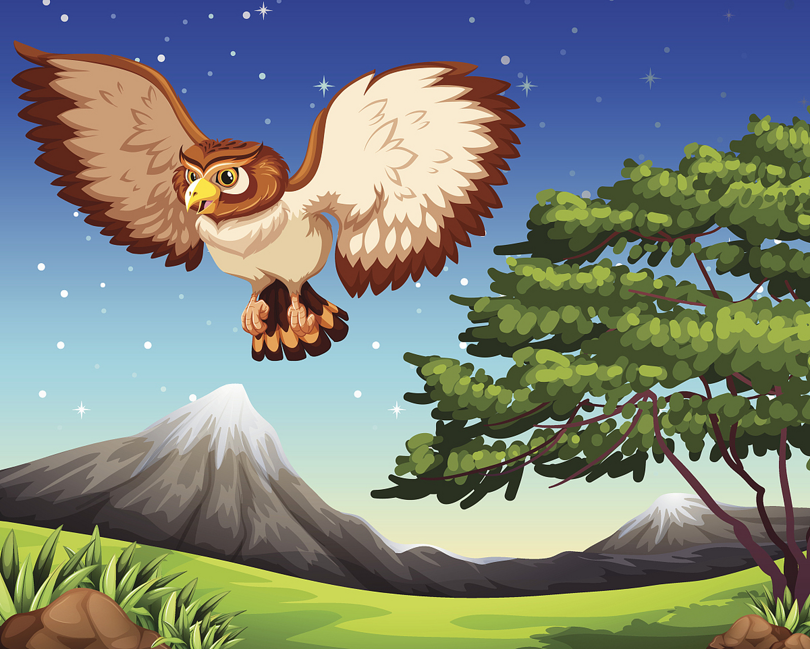 小白兔被鹰抓的流了血,但还是微笑滴看着鹰,对它说"谢谢您了,鹰.