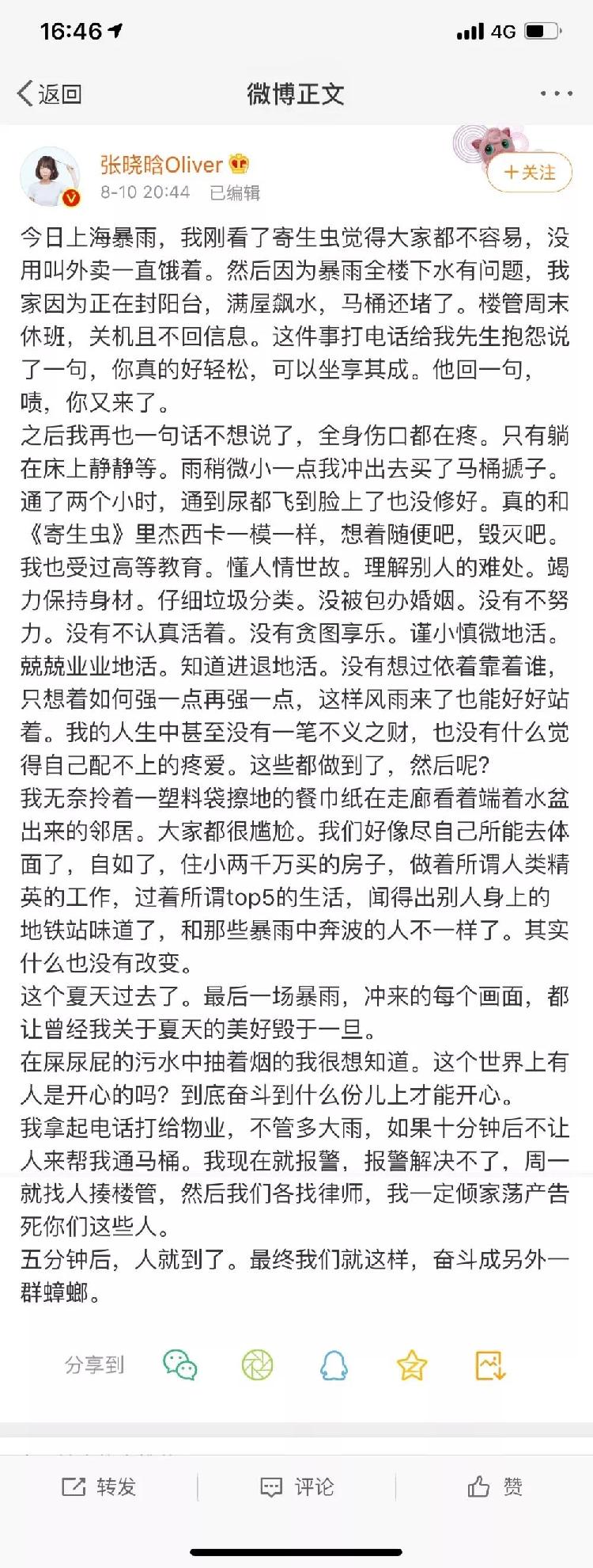 女作家张晓晗台风天一条微博被骂上热搜 网友扒其历史:作品涉嫌抄袭