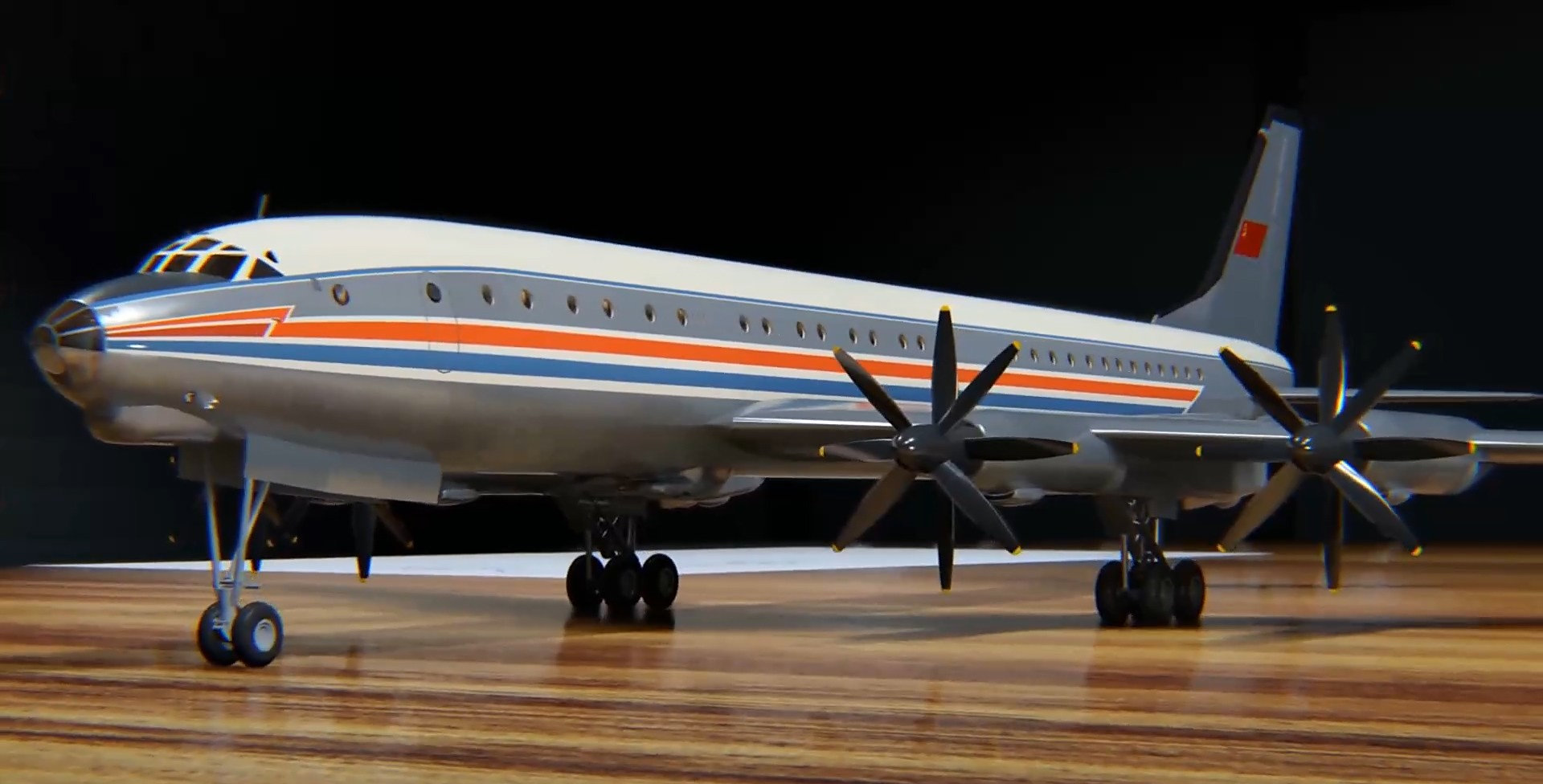 苏联的图-114客机有着四台高动力的nk-12涡轮螺旋桨发动机,图-114客机