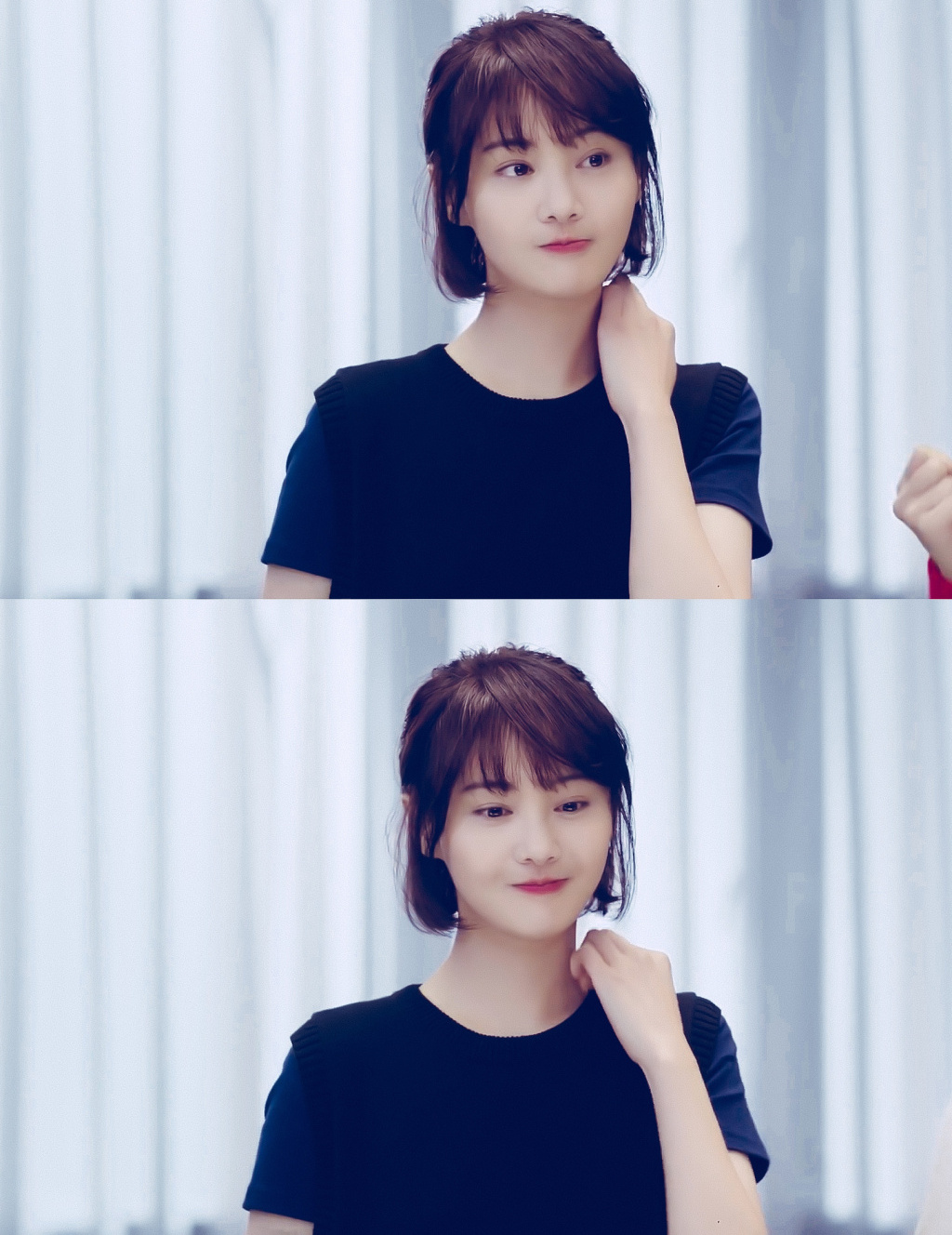 郑爽终于换发型,空气刘海加齐耳短发,衬衫搭配阔腿裤更显清新