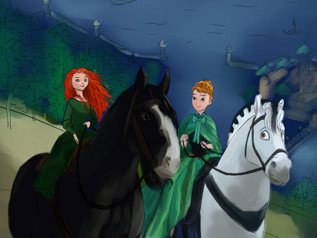 迪士尼公主的闺房游戏:梅莉达扮演妈妈,人缘好跟谁都是好闺蜜!