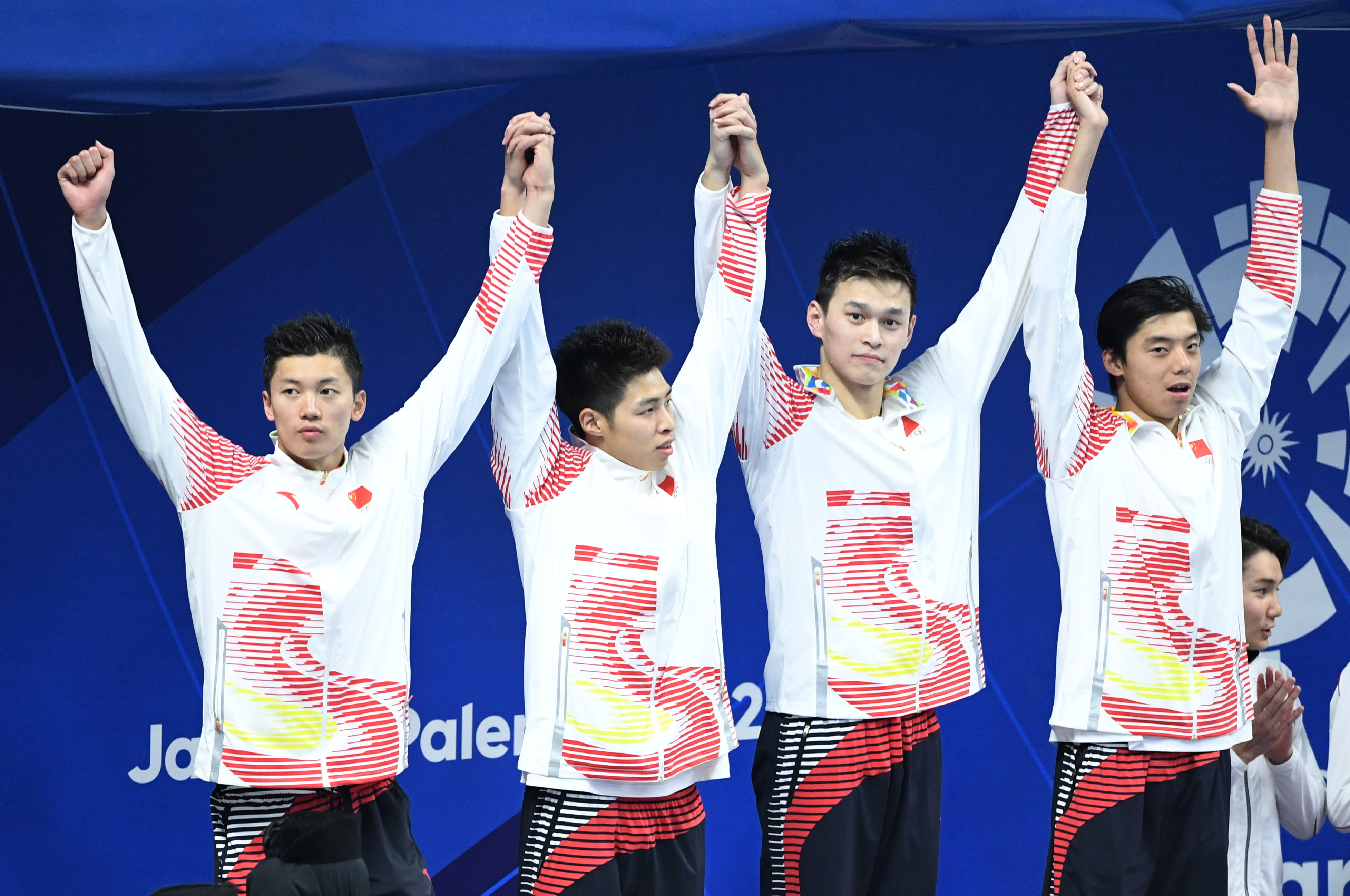 游泳——男子4x200米自由泳接力颁奖仪式(1)