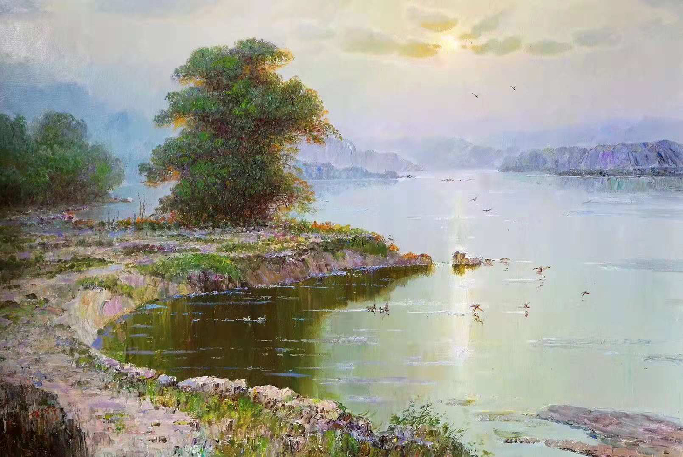 油画风景:一组描绘湖泊风光的漂亮油画,请欣赏