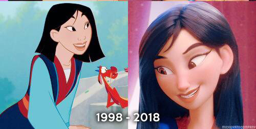 迪士尼公主新旧画风对比,艾莎贵妇范儿,花木兰"开眼角"
