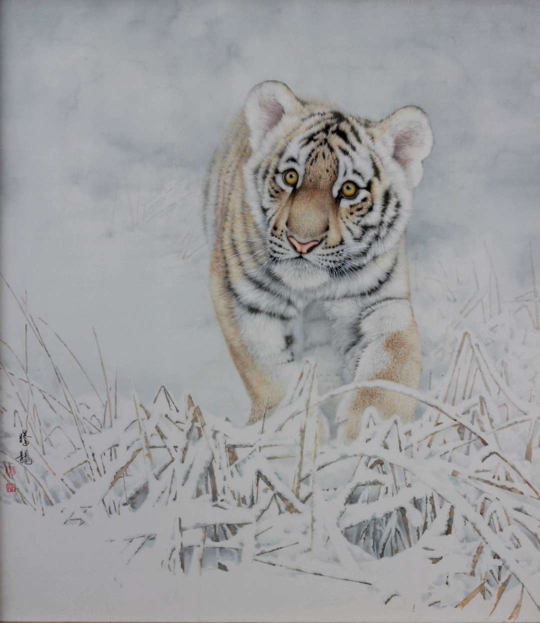 著名工笔动物画家——荆腾龙笔下老虎